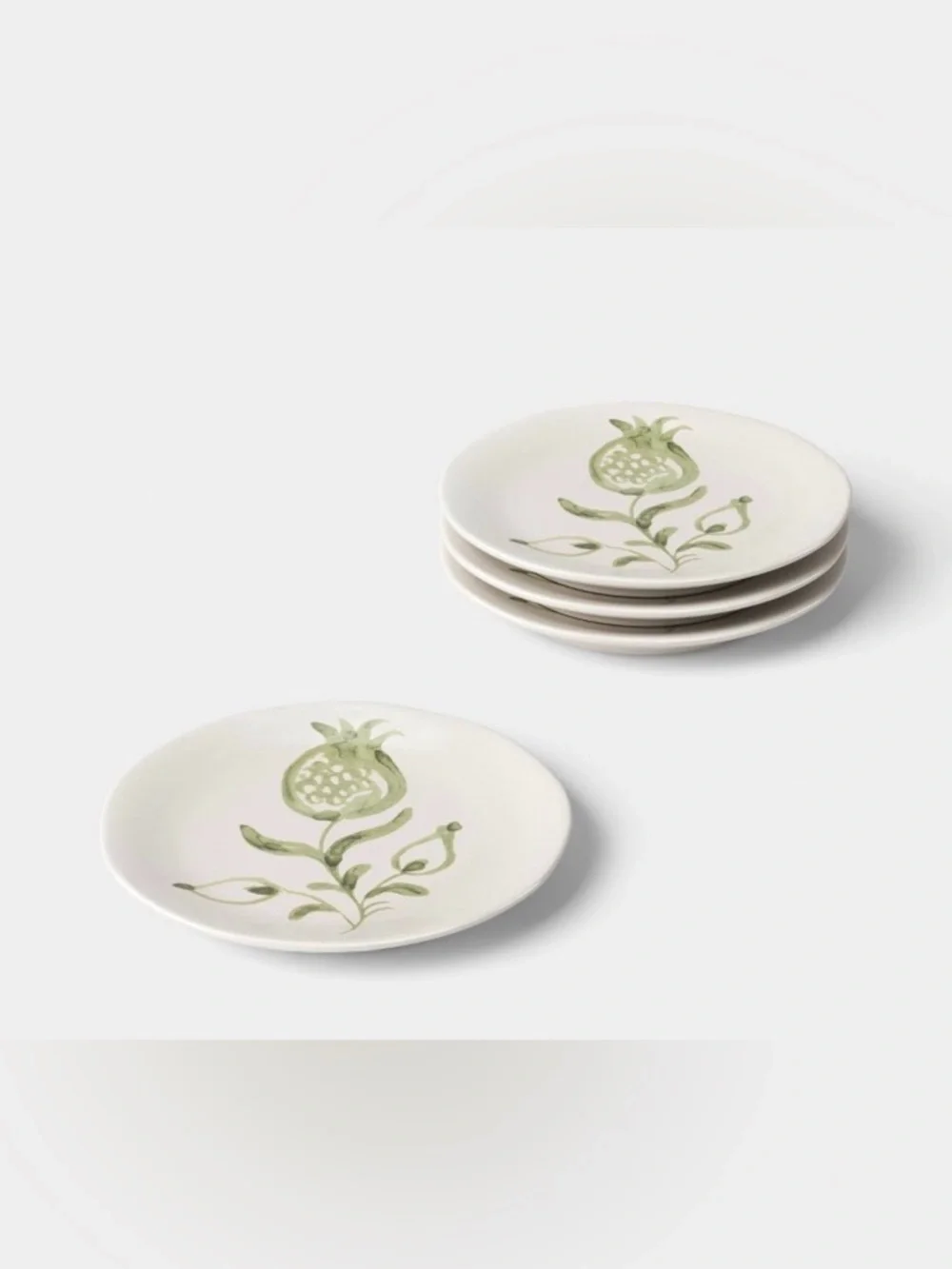 4pk 6” stoneware Aralia Appetizer plates hand Painted Green Threshold